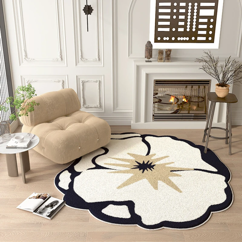 Irregular Flower Shape Carpets for Living Room Thick Plush Floor Mat French Style Bedroom Decor Carpet Fluffy Soft Cloakroom Rug