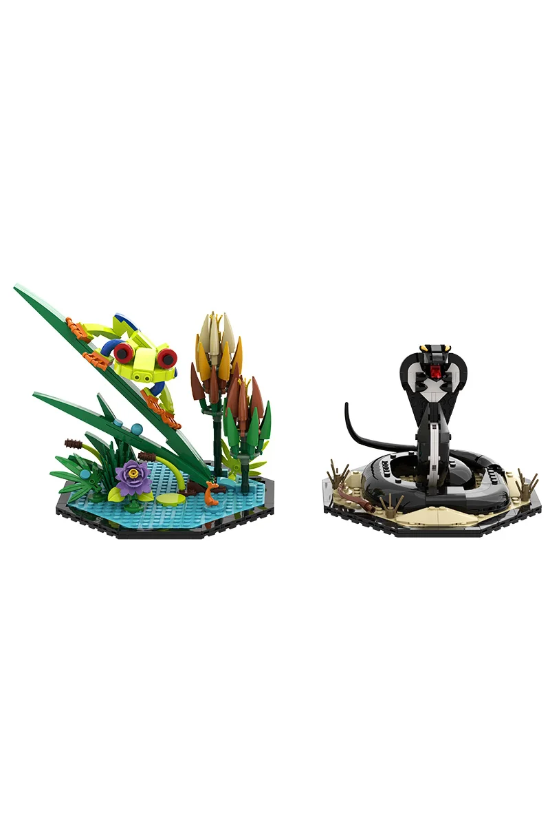 

MOC Tree Frog Cobra Building Blocks Model Forest Cold-Blooded Animals Cobra Tree Frog Bricks Assembly Toys Kids Birthday Gifts