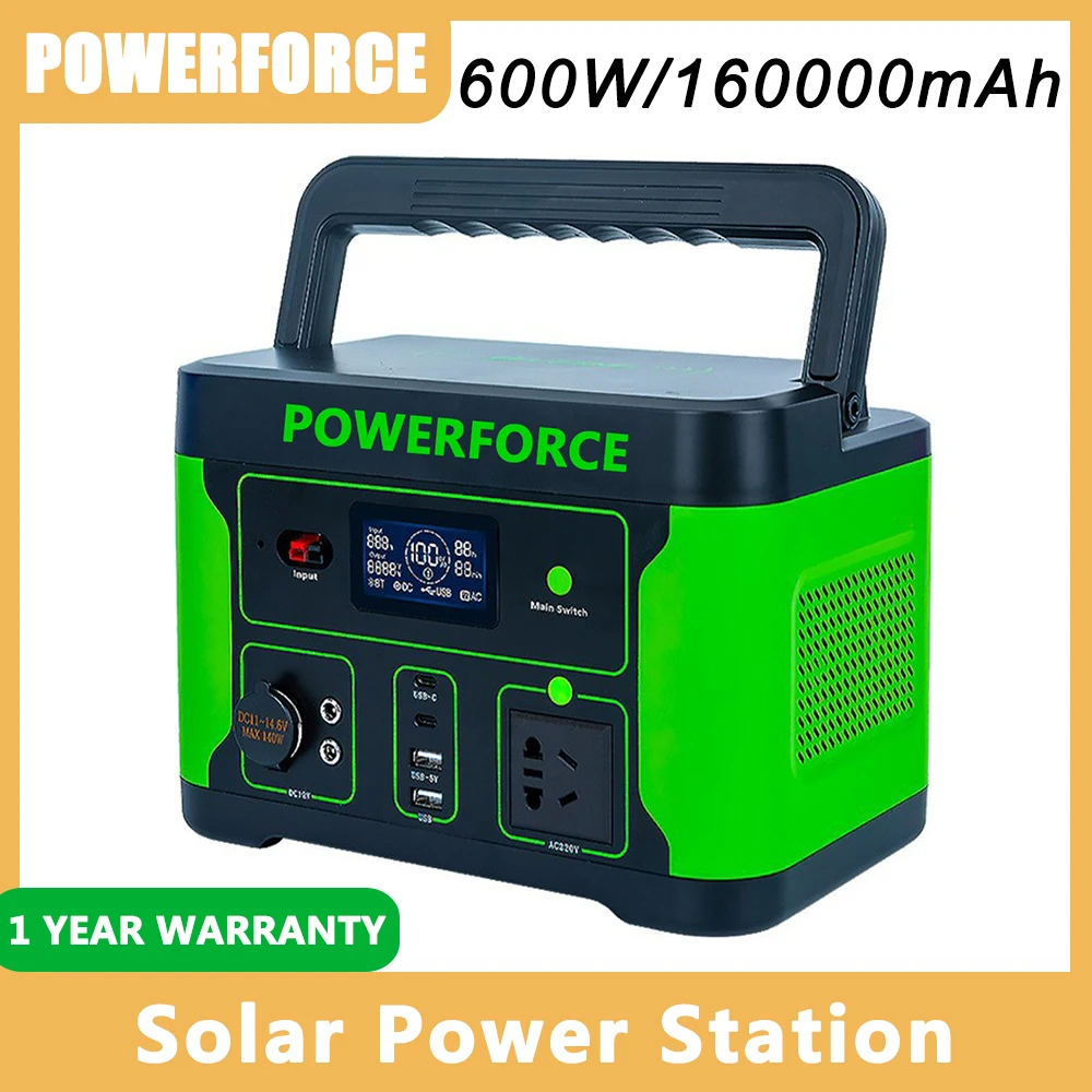 

POWERFORCE 300W Power Station 80000mAh Backup Lifepo4 Battery Emergency Power Supply PD100W Solar Generator with 220V AC Outlet