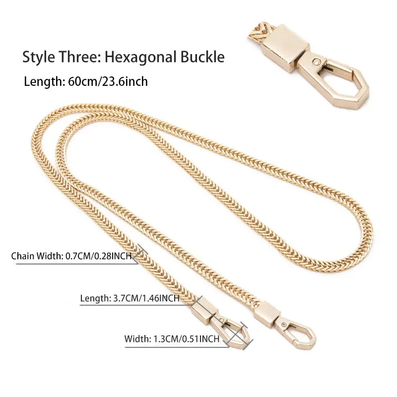 60/110cm Bag Chains Transformation Shoulder Strap Golden Cross-body Chain Backpack Replacement Metal Bag Strap Bag Accessories