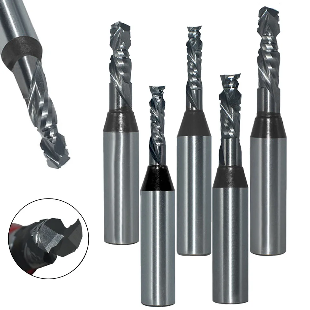 1/2 Inch Shank Compound Spiral Straight Router Bit For CNC Trimming Slot Milling Engraving Woodworking Cutting Tool Carbide