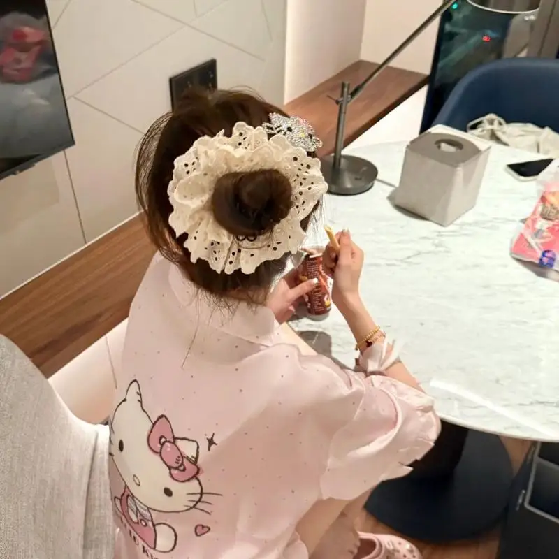 

Sanrio японские пижамы высокого качества, 2 шт., студенческие весенне-осенние шорты с короткими рукавами для девочек «Hello Kitty», домашняя одежда с героями мультфильмов