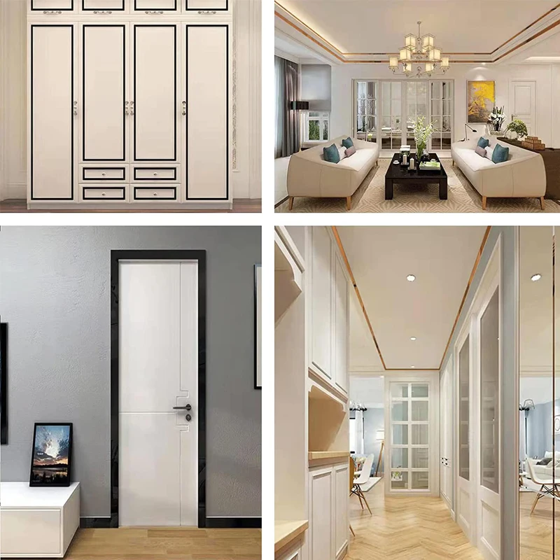 5m Mirror Self-adhesive Flat Decorative Lines Strip Stainless Steel Gold Wall Sticker Background Wall Study Ceiling Edging Stri