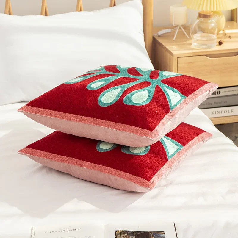 Yellow Sun Pillows Leaf Embroidery Cushion Case Luxury Decorative Pillow Cover For Sofa Chair Living Room Home Decorations