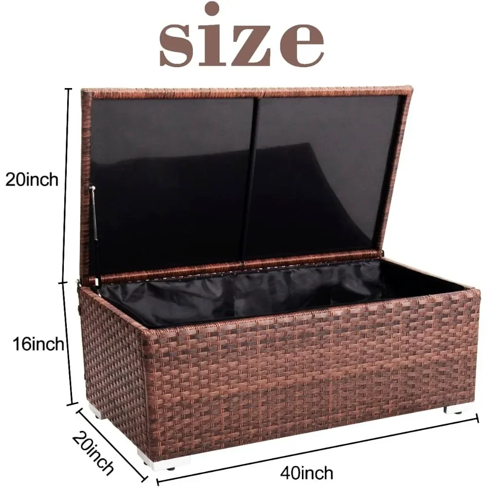 Outdoor Storage Coffee Table With Waterproof Cover 42 Gallon Mixed Brownfreight Free Camping Furniture