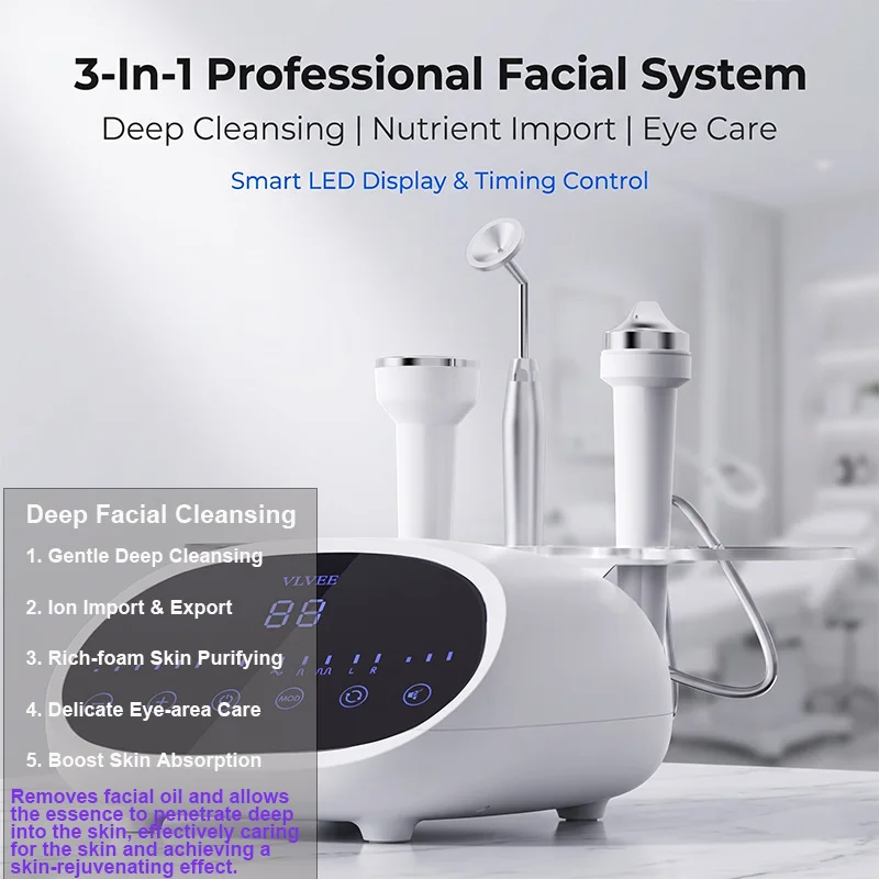 3 In 1 Water Oxygen Facial Machine Potable Facial Cleansing Beauty Equipment Anti Acne Rejuvenation Device Beauty Salon Use