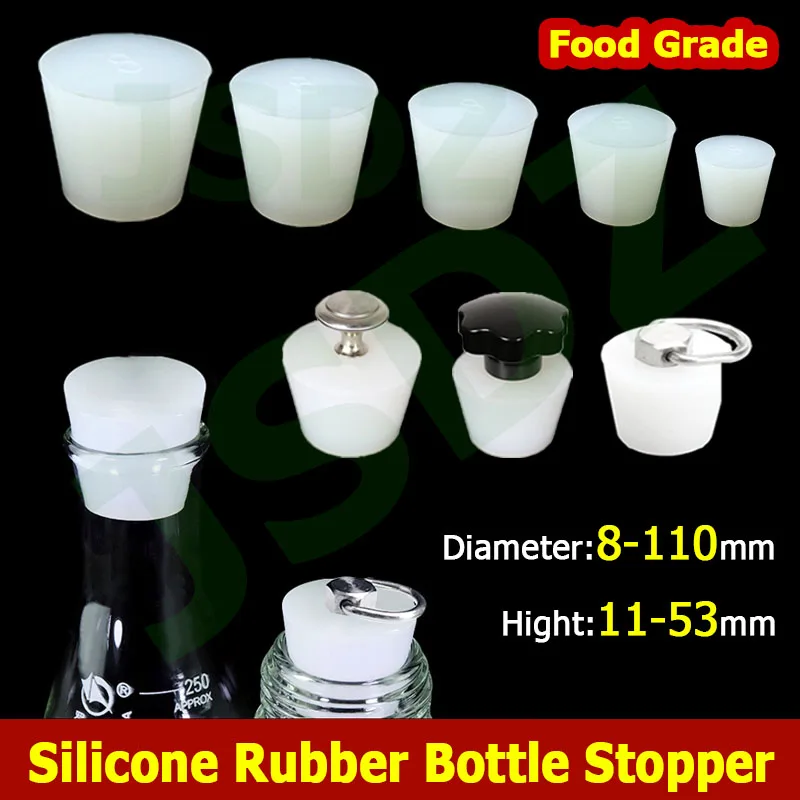 

Food Grade Silicone Bottle Stopper Solid Rubber Plug Diameter 8-110mm Hight 11-53mm For Wine Bottle Test Tube Glass Container