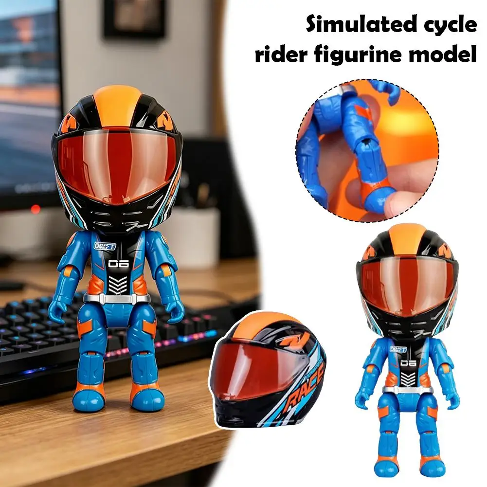 New Simulated Motorcycle Rider Alloy Deformed Doll Movable Limbs Flexible Transform Motorcycle Toy Man Children's Gift
