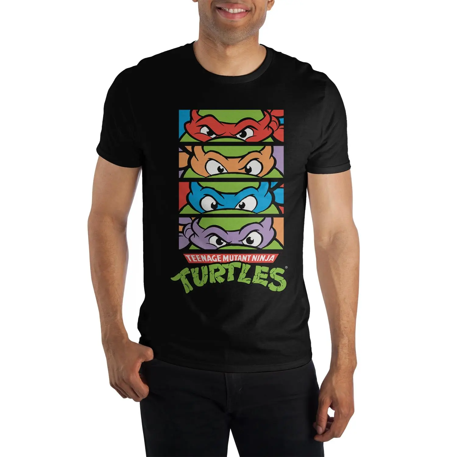 New Style T-shirt in 2026 Featuring The Eyes and Mask of The Ninja Turtles, Is A Black Outdoor Casual Hip-hop Streetwear