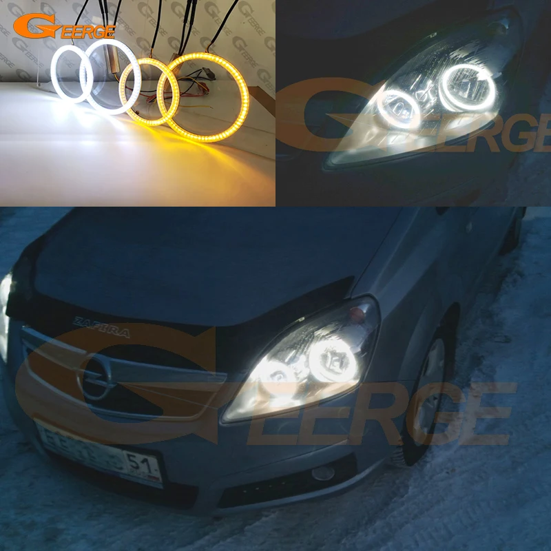 For Opel Zafira B 2005 2006 - 2014 Ultra Bright A/W Switchback Day Light Turn Signal SMD LED Angel Eyes Kit Halo Rings