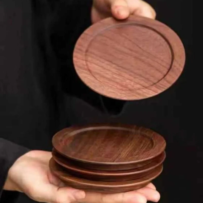 Walnut Tea Cup Mat Home Use Gongfu Tea Set Accories  Clay Pot Holder  Wood Heat Insulation Base Small Tray
