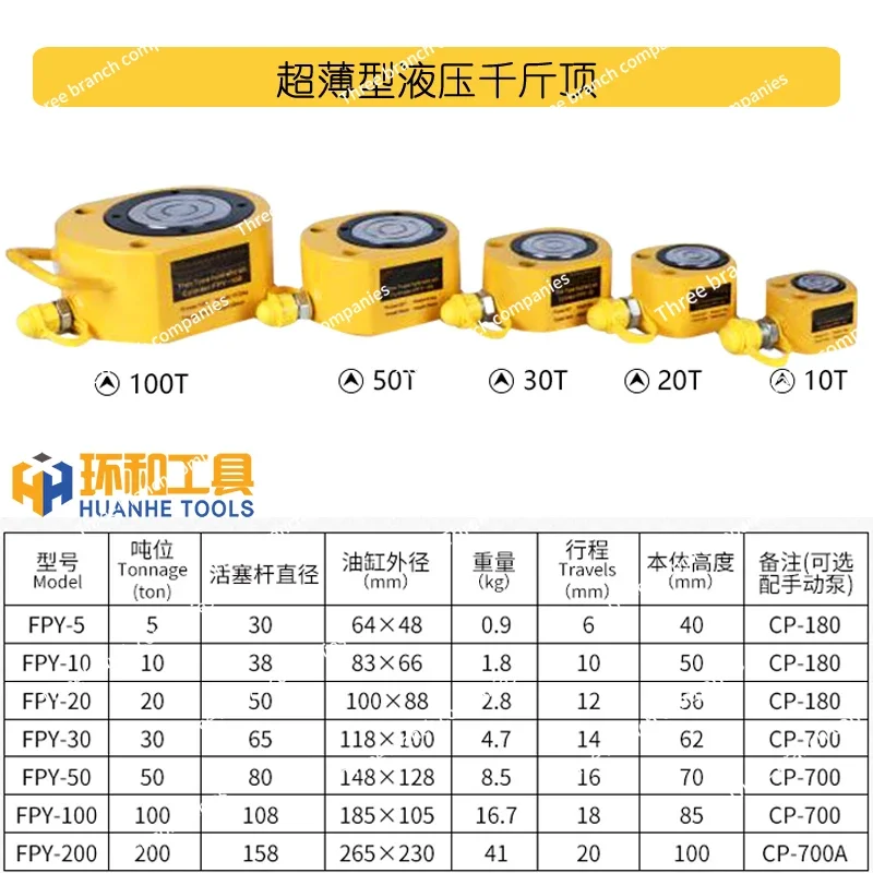 Separate hydraulic jack Ultra-thin short long large tonnage split cylinder, pump top 10T/20T/30T