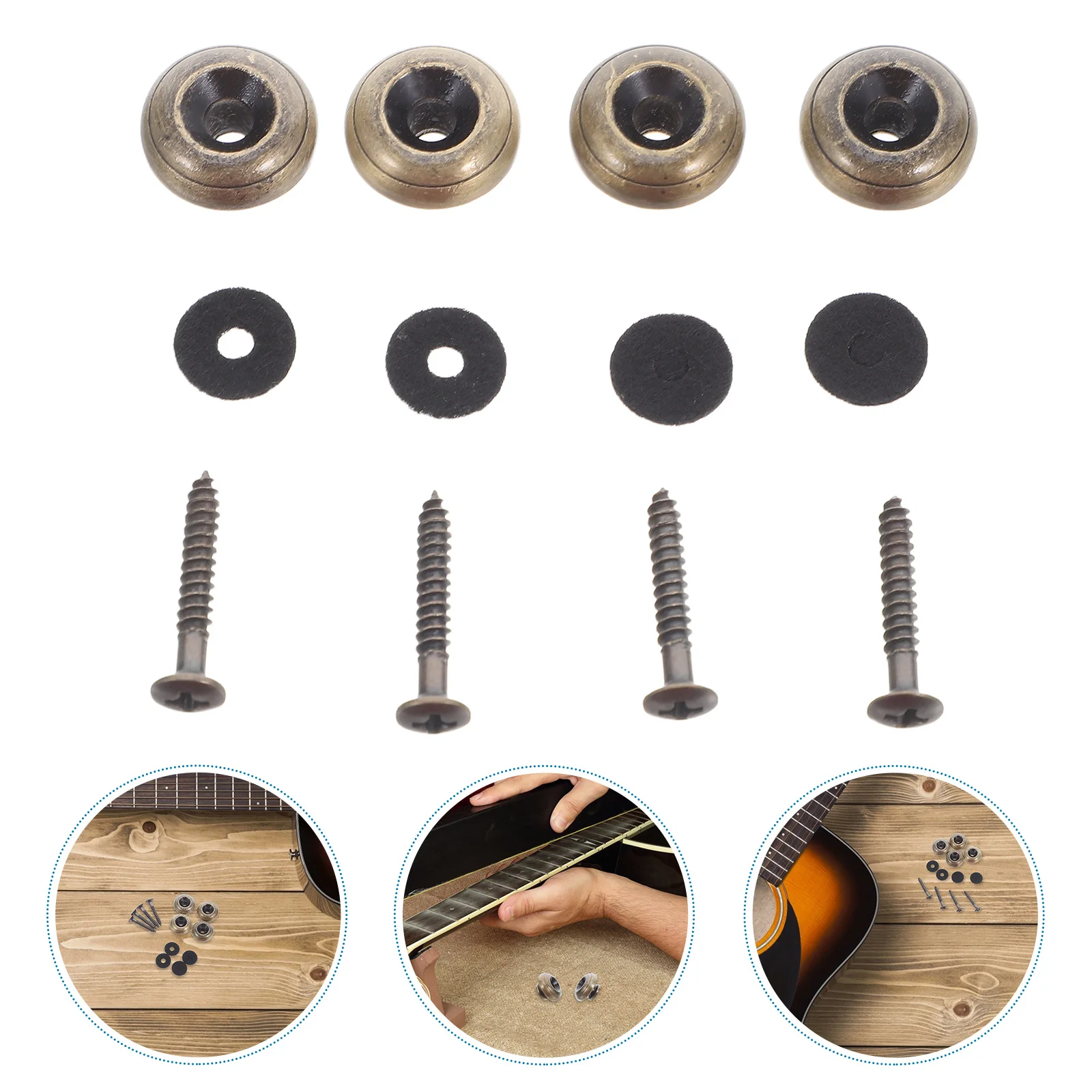 

4Pcs Guitar Strap Buttons Locking Metal Strap Locks Heavy Duty Secure Attachment Replace for Electric Acoustic Bass Guitar