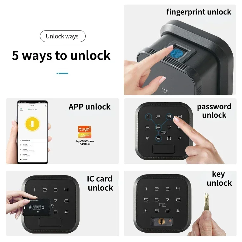 Tuya Electronic Fingerprint Lock, TTlock, Smart Door Lock, Senha de impressão digital, IC Card APP, Key Unlock, USB Emergency Charge