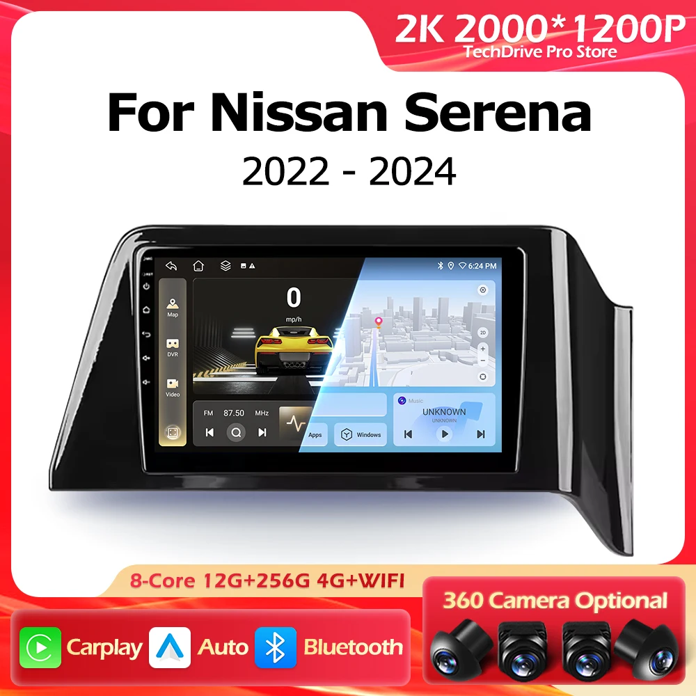 

Android 16 для Nissan Serena 6 C28 2022-2024 Автомобильный радиоприемник Мультимедийный видеоплеер Навигация GPS Авто Беспроводной Carplay 4G Wi-Fi BT