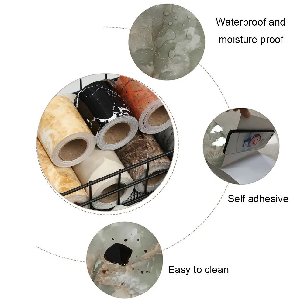 10M/Roll Home Decor Windowsill Waist Line Wallpaper Door Frame Marble Grain Wall Border Sticker PVC Self-adhesive Waveguide Line