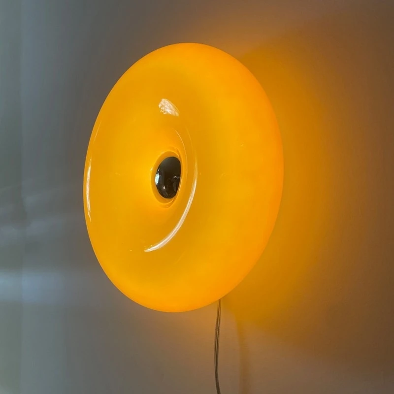 Lámparas de pared de cristal Donut, luz blanca naranja con enchufe para sala de estar, dormitorio, mesa de estudio, Interruptor táctil ambiental interior, iluminación LED