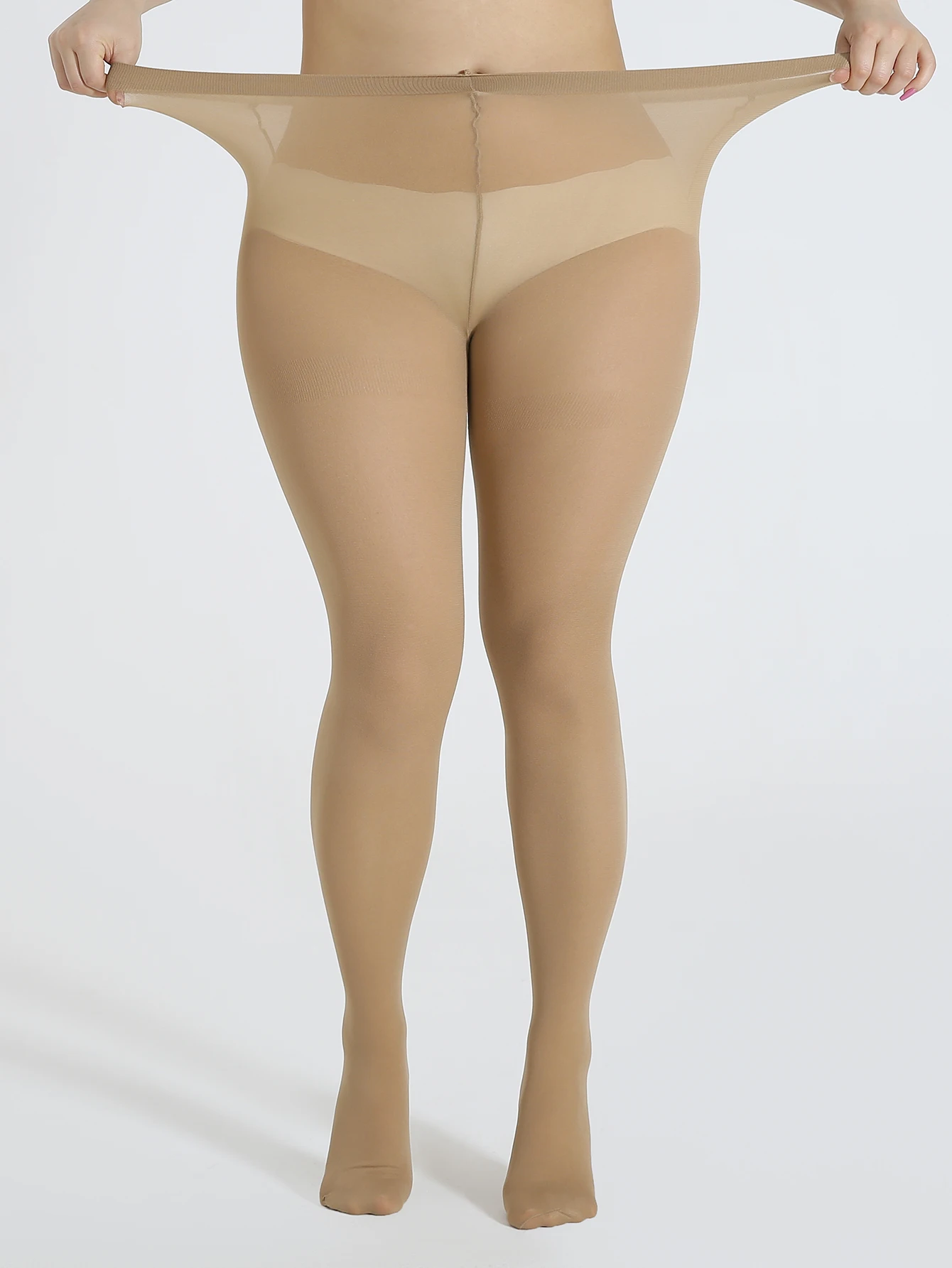Ein Set Übergrößen-Strumpfhosen in Unifarben, Schlank, Elastisch, Vielseitig, Ultradünn, Transparent, für Damen