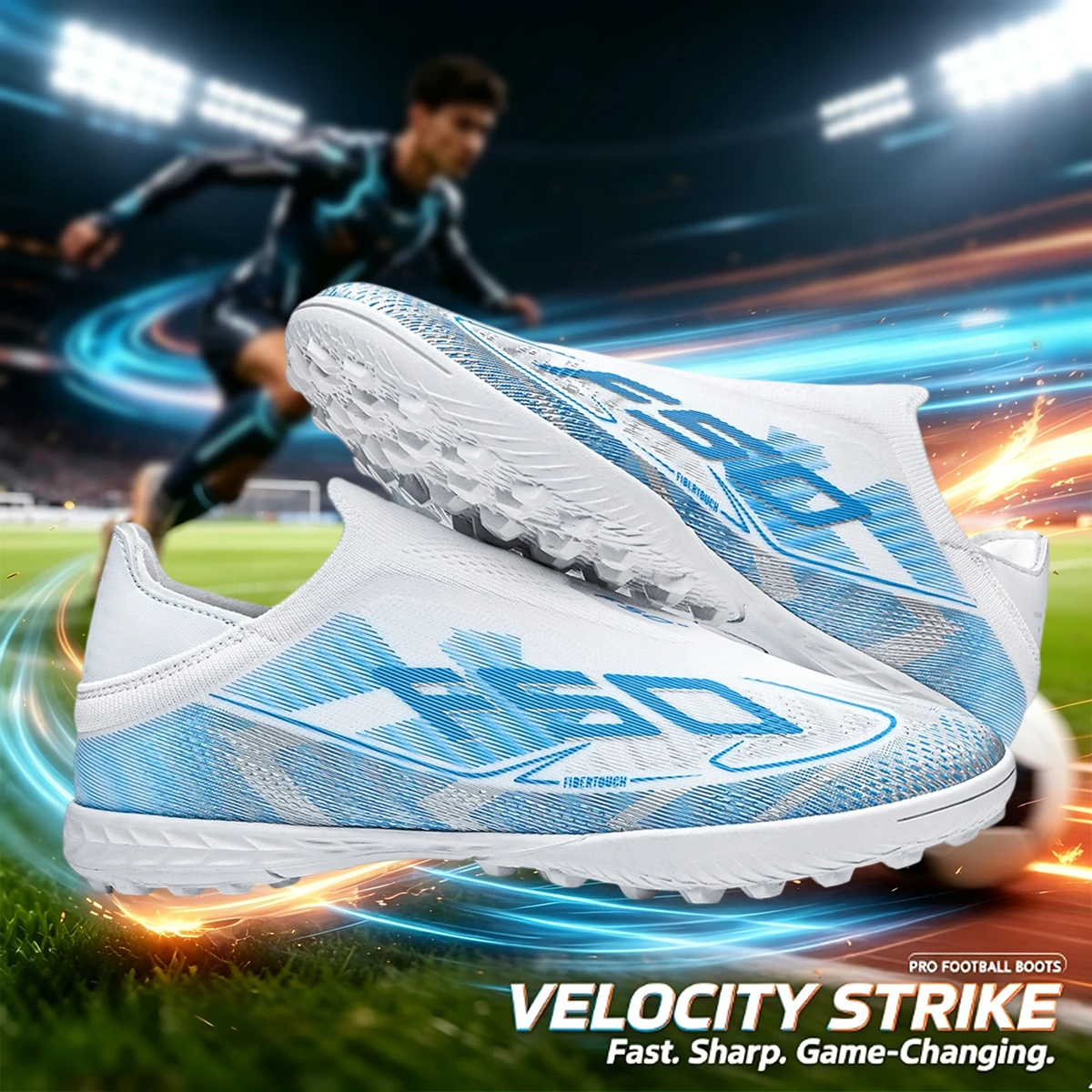 All Weather Adult TF Soccer Cleats Mixed PU Fabric Wearproof Rubber Outsole Strong Grip For Year-round Turf Sports