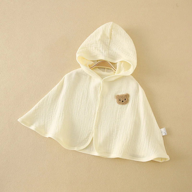 Summer Baby Cloak Sun Protection Hooded Cloaks Cute Bear Bunny Print Kids Muslin Clothes for Boy Girl Breathable Sunscreen Coat