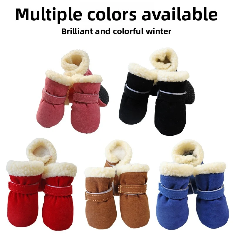

4Pcs Winter Dog Boots Waterproof Non Slip Warm Shoes with Adjustable Straps for Small Medium Dogs Puppy Cats