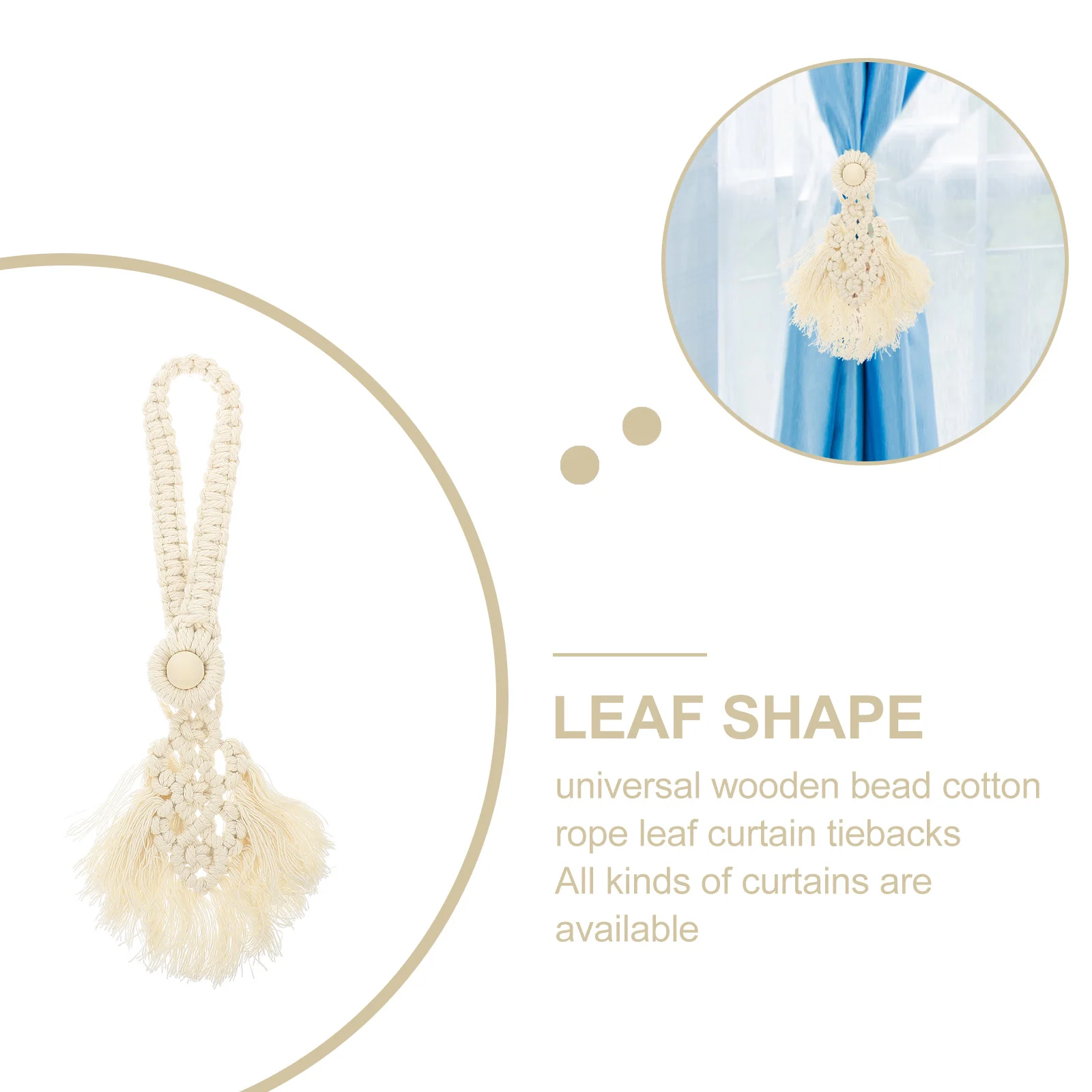 

2Pcs Premium Curtain Straps Fashionable Wooden Beads Tieback for Window Decors Curtain Holders Simple Style Tiebacks