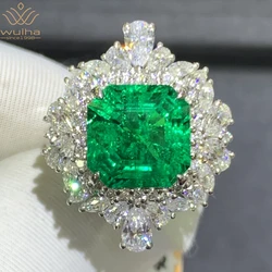 WUIHA Vintage 9K Gold Asscher Cut 4CT GRC Muzo Emerald Gem Engagement Anniversary Ring for Women Gift Fine Jewelry Drop Shipping