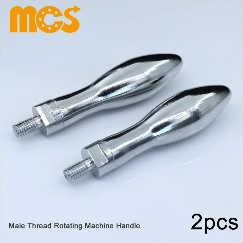 2pcs Machine Handle Male Thread Solid Metal Handwheel M8 M10 M12 Rotating Handgrip for Lathe Milling Machine Olive Gourd Shape