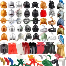 MOC Building Block Medieval Knight Roman Soldier Accessory Helmet Headwear Flame Feather Black Eagle Shield King Cloak Brick Toy
