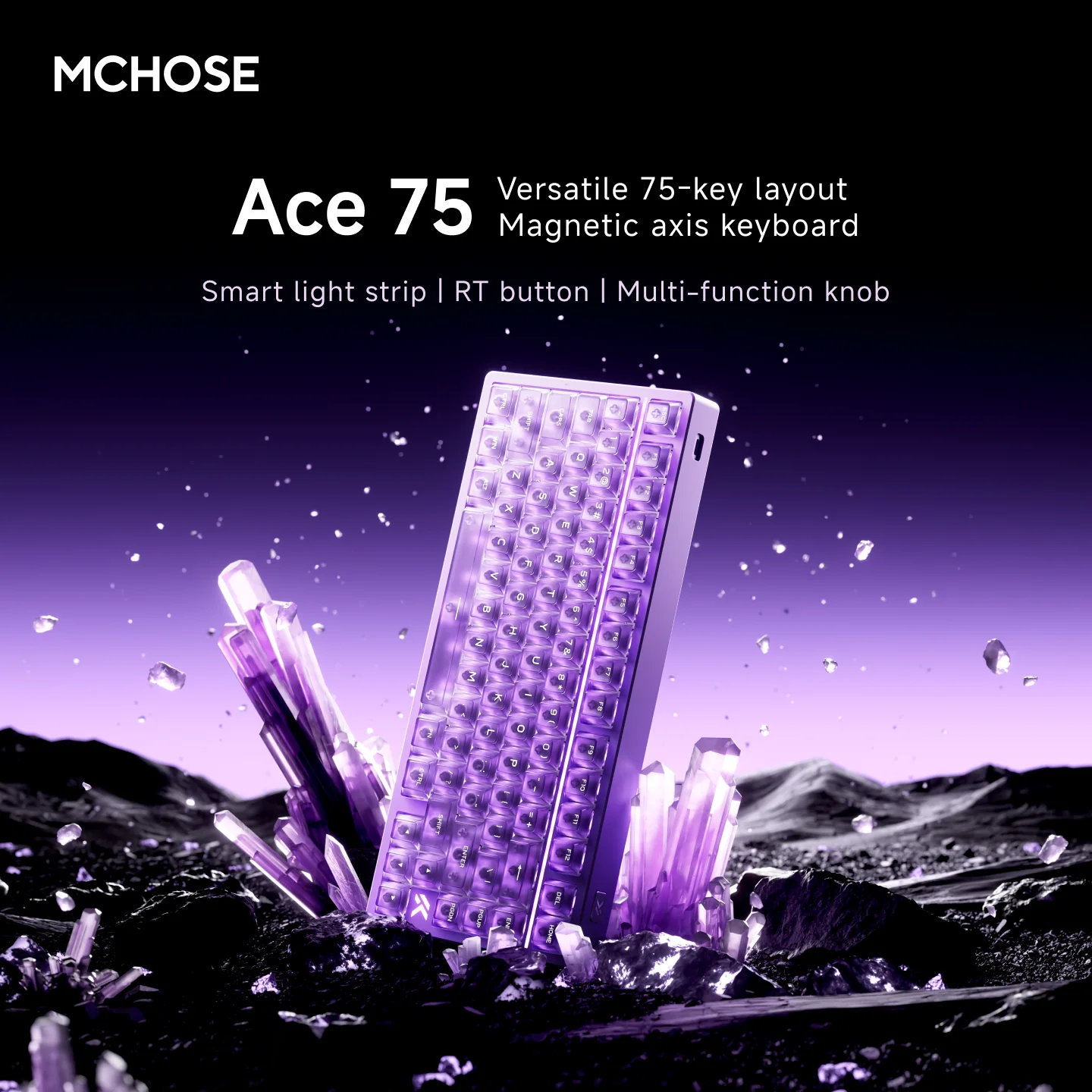 MCHOSE ACE75 Magnetic Switch Gaming Keyboard Hall Effect Hot-Swappable Customized RGB Snap Tap 0.001ms Latency 8kHz Polling Rate