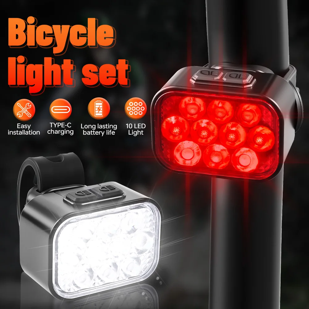 

Front/rear bicycle lights Night lights Rechargeable USB flashlight for cycling Front and rear light set Cycling sports lights