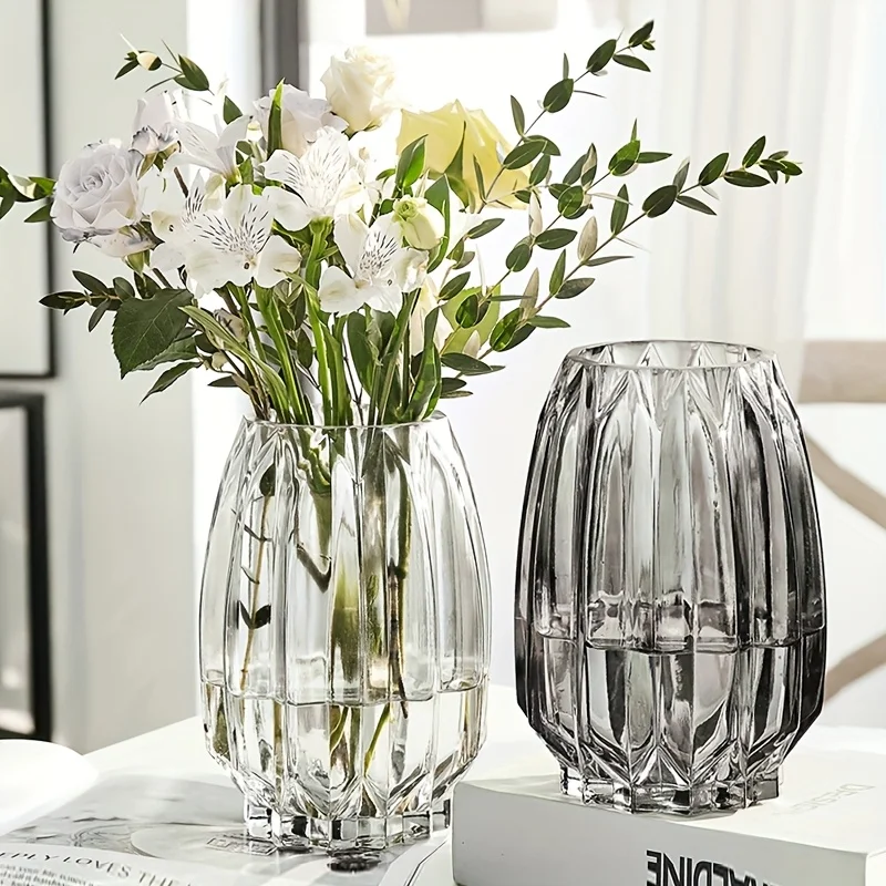 2pcs Vase Decorative Bottles  Bohemian‑style Black Transparent Round Vases Hydroponic roses Flower arrangements Home decoration