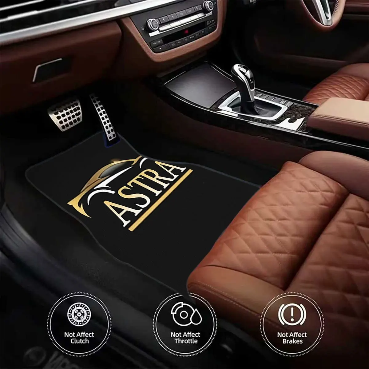4pcs Set Of Crystal Velvet Car Floor Mats With Golden Car Outline And 