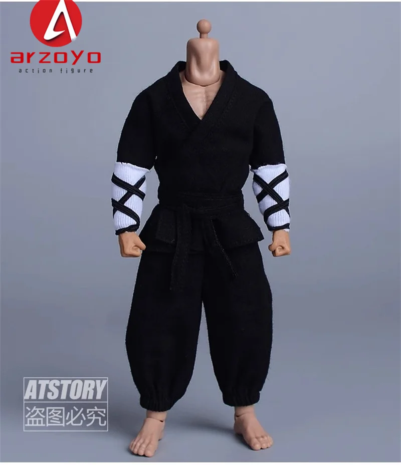 1/12 Scale Vintage Kung Fu Shoes T-shirt Pants Suit Clothes Lantern Pants Model for 6'' Romankey Male Soldiers Action Figure