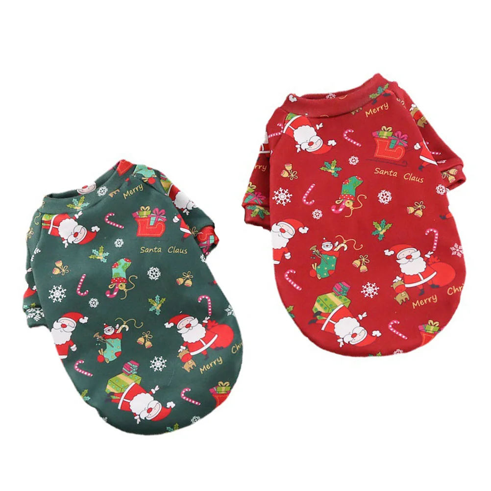 

2Pcs Pet Christmas Clothes Dog Cat Creative Colored Printing Holiday Costume Outdoor Pet Apparel Dog Apparel Puppy Costume