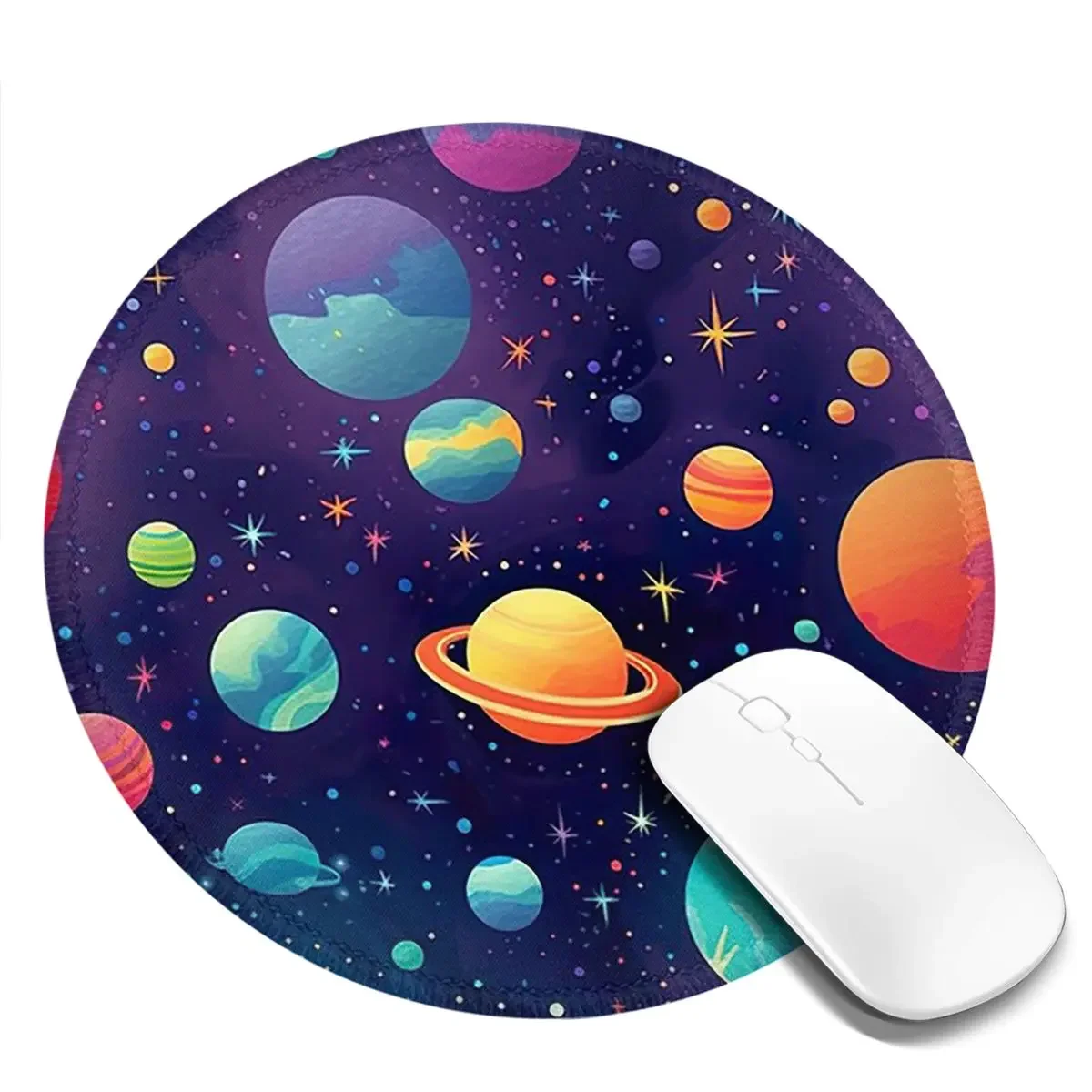 Solar System Space Planets Universe Round Mouse Pad Computer Keyboard Mouse Mat Gamer Laptop Desk Mat Office Accessories Table