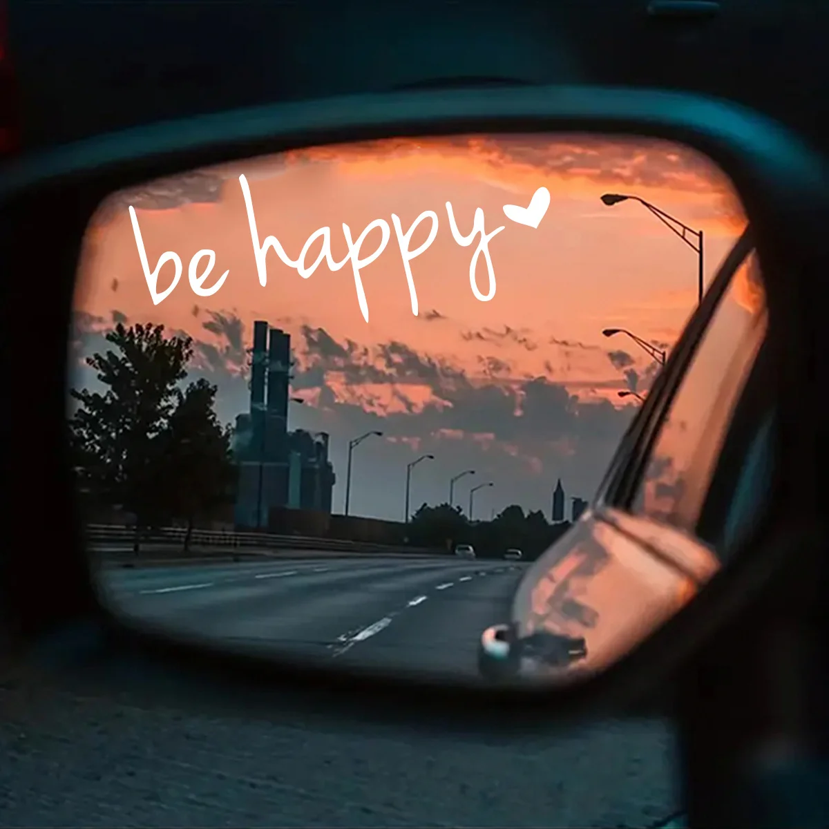 Happy Quote Vinyl Mirror Sticker Bedroom Living Room Bathroom Self Adhesive Home Decor Car Interior Decoration Decal