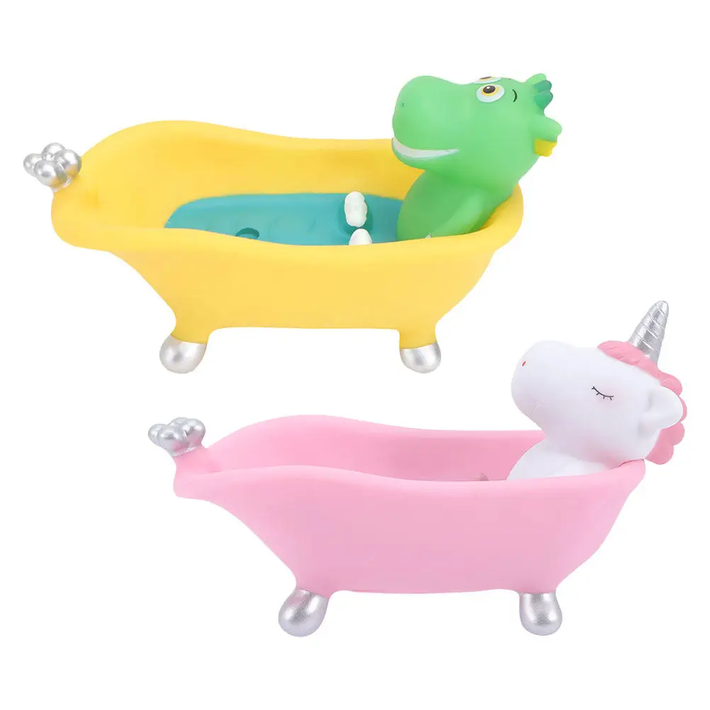 

2Pcs Cute Cartoon Bathtub Soap Box Small Soap Dish Holder Self Draining Tray for Bathroom Kitchen Decor Bathroom Decor