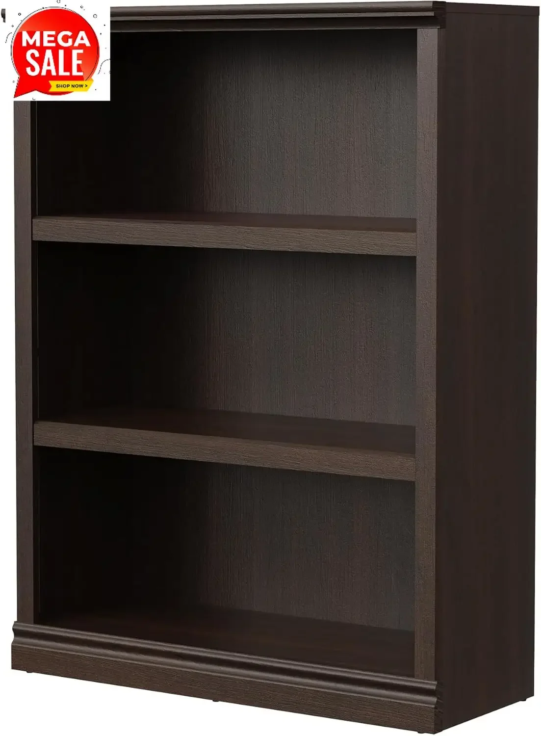 Bevfint 43 Inch Tall Dark Cherry Bookcase, 3 Tiers Bookshelf Open Storage | 33 inch Wide Floor Standing Indoor Furniture, Book C