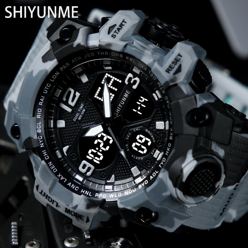 SHIYUNME New G Style Men LED Digital Quartz Watch Dual Display Military Sports Outdoor Waterproof Men\'s watch Relogio Masculino