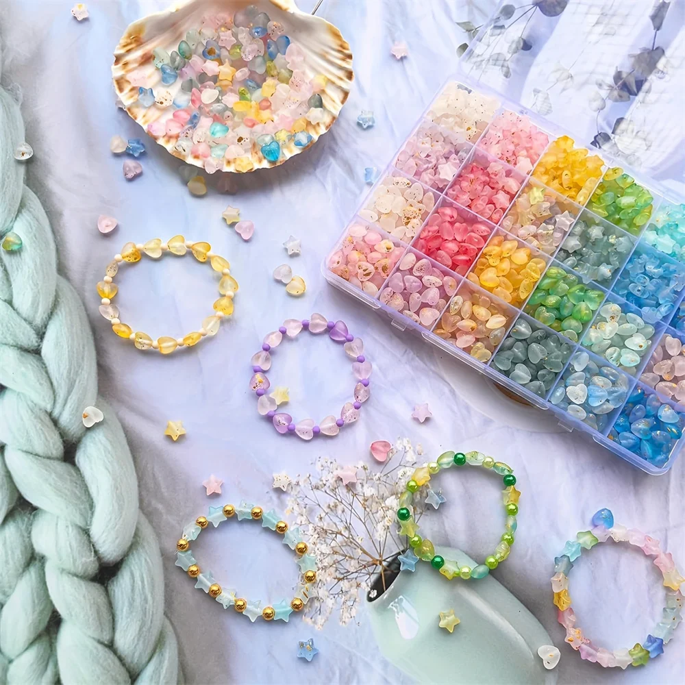 610pcs 24 grid Star Moon Mixed Color Exquisite Box DIY Bead Bracelet Necklace Making Handmade Beads view 5