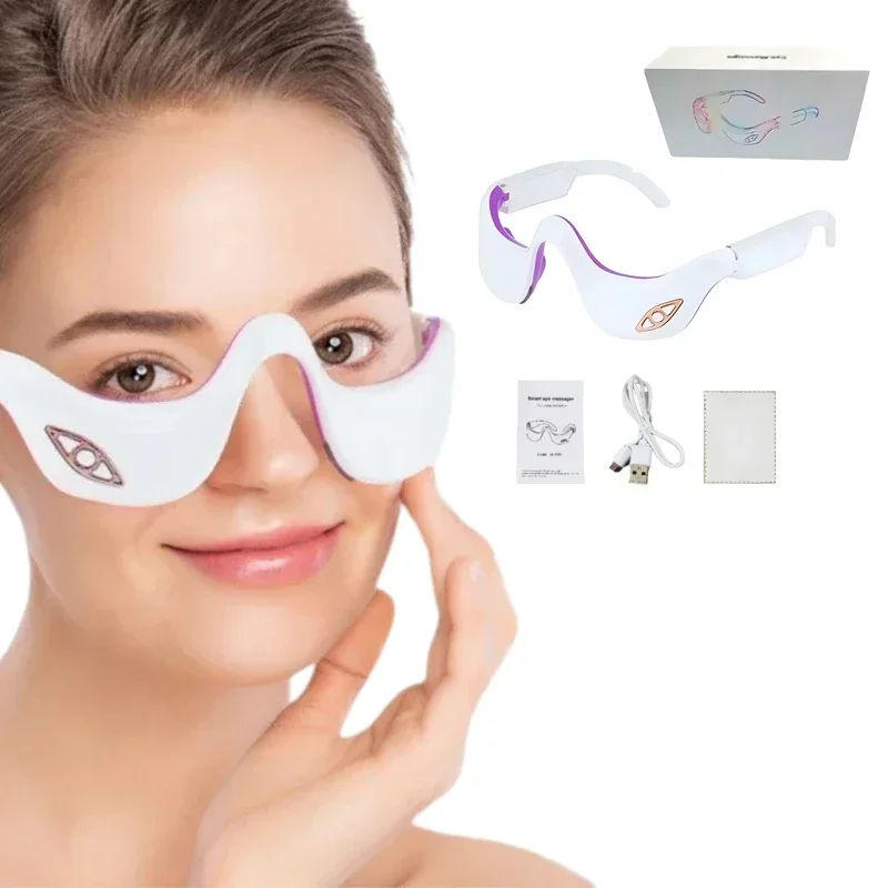 Micro Current Pulse Eye Massager บรรเทาความเมื่อยล้าของดวงตาจางหายไป Dark Circle ต่อต้านริ้วรอยบําบัดความร้อน Eye Beauty อุปกรณ์ LED ใหม่