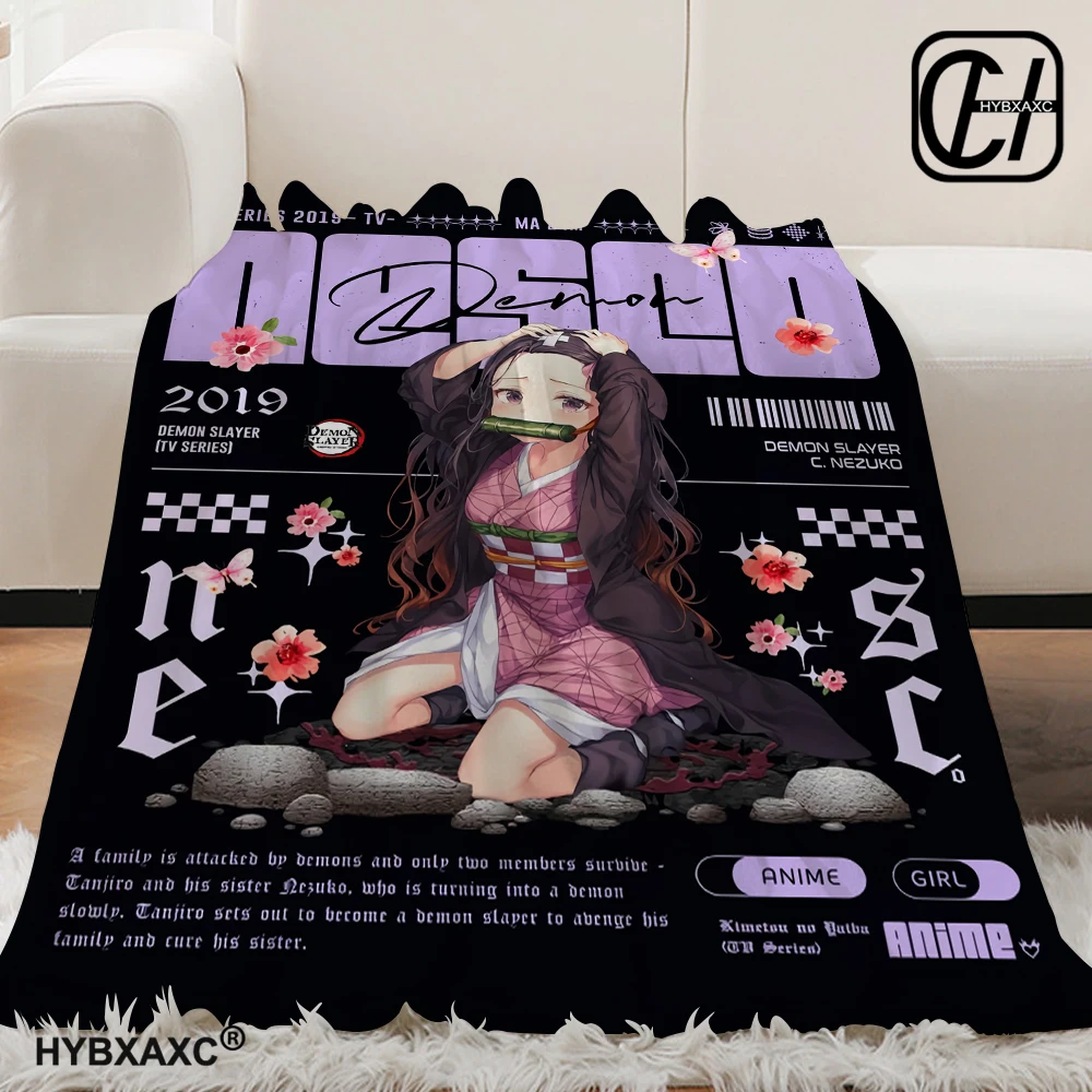 Kamado Nezuko Demon S-Slayer Japan Anime Soft Flannel Blanket for Beds Bedroom Sofa Picnic,Throw Blanket for kidOutdoors Leisure