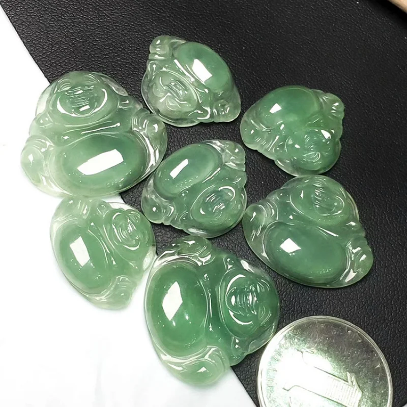 

Natural a-Level Ice Glutinous Full Green Buddha Statue Pendant Feitsui Buddhle Sculpture Male Jade Pendan