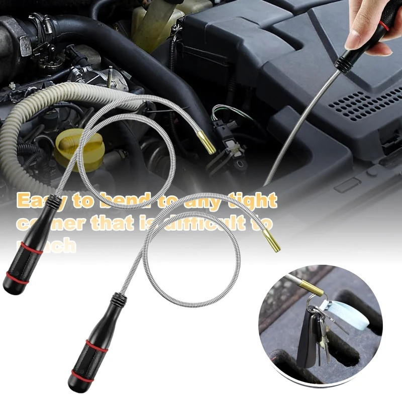 

2pcs Flexible Magnetic Pickup Tool - 23.5" Bendable Snake Grabber for Car Screws/Nuts, Industrial Drop Prevention & Drain Rescue