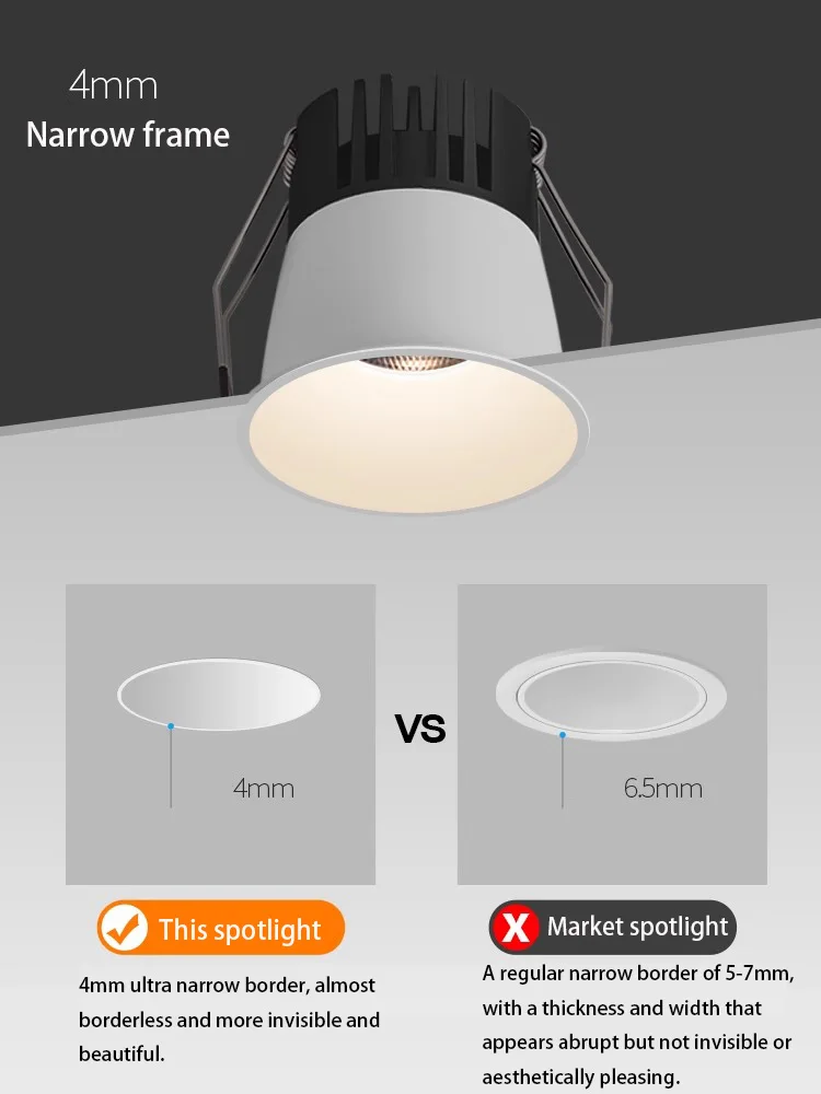 Led Spotlights Mini Extremely Narrow Border Small Spot Light Opening 45mm Living Room Hill Wall Washing Ceiling Lamp Home Foco