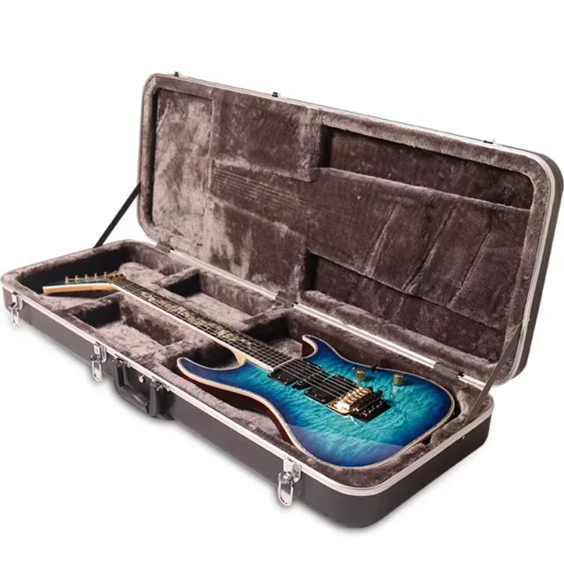 Bolsa negra dura del instrumento de música de la caja de la guitarra del ABS del tamaño personalizado de la fábrica de China