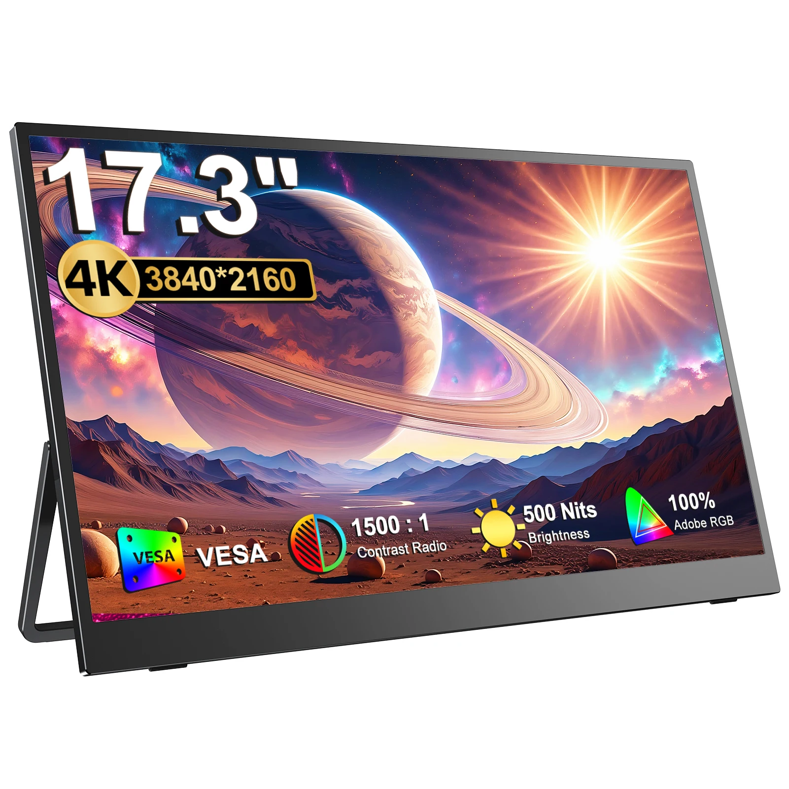 

Portable Monitor 4K 17.3 Inch UHD FreeSync HDR 100% AdobeRGB with Type-C mini HDMI Eye Care Computer Display For Xbox PS4/5