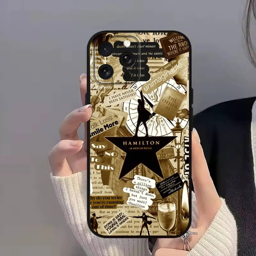 حافظة هاتف H-Hamilton L-Lyrics-E لهاتف iPhone 11,17,16,14,12,15,13,Max,SE4,Plus,E,Pro,Air,Mini Black Soft Cover allover Print