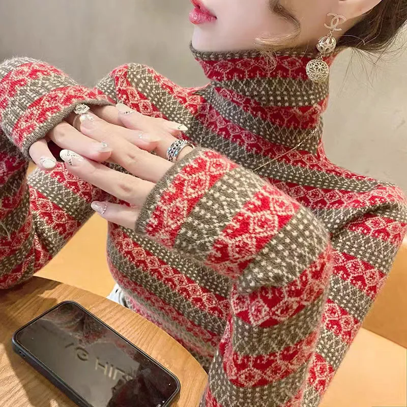 Turtleneck Sweaters for Women 2024 Early Spring Soft Elastic Slim Knitted Pullovers Female Top Chic Street Fashion Knitwear